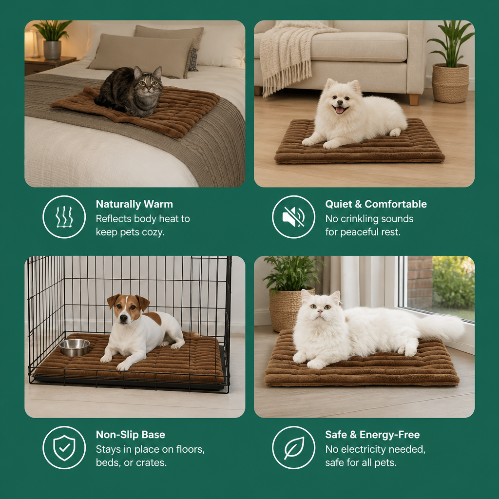 Self-Warming Pet Mat for Cats & Dogs – Quiet, Non-Slip & Electricity-Free