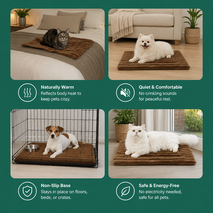 Self-Warming Pet Mat for Cats & Dogs – Quiet, Non-Slip & Electricity-Free