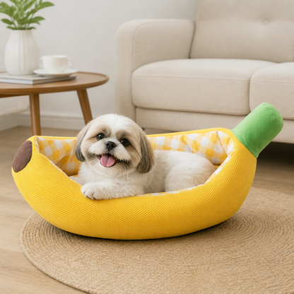 Banana-Shaped Cozy Pet Bed for Dogs