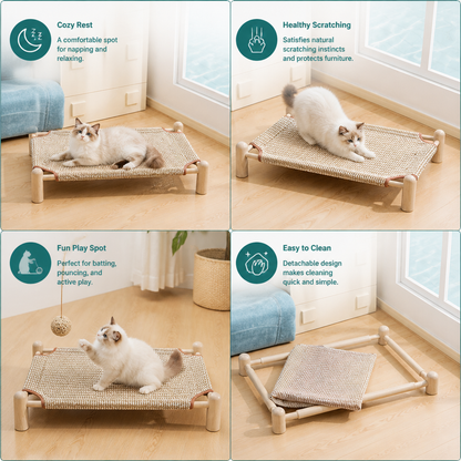 Wear-resistant detachable and durable cat pet sleeping bed with cat scratching board
