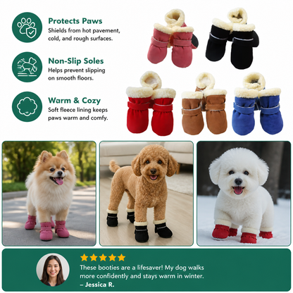Soft Velvet Puppy Booties – Warm Non-Slip Paw Covers