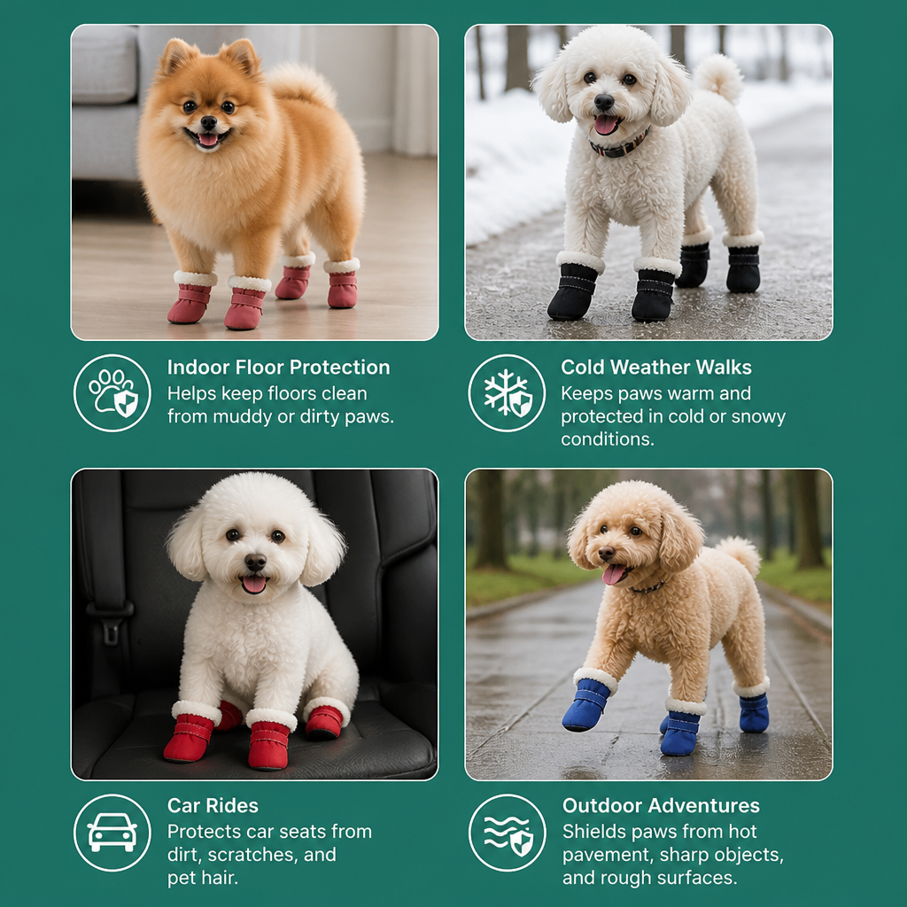 Soft Velvet Puppy Booties – Warm Non-Slip Paw Covers