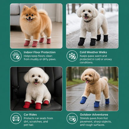 Soft Velvet Puppy Booties – Warm Non-Slip Paw Covers