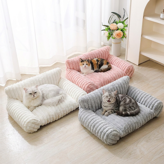 Fluffy Cloud Cat Sofa Bed with Soft Bolsters & Washable Covers