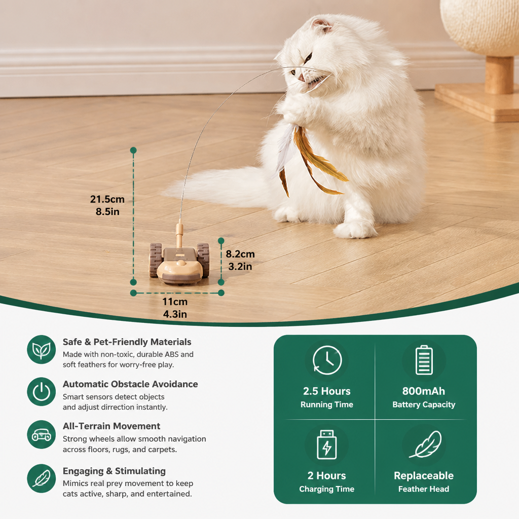 Interactive Cat Toy 3-in-1 – Moving Feather Chase for Active Playtime