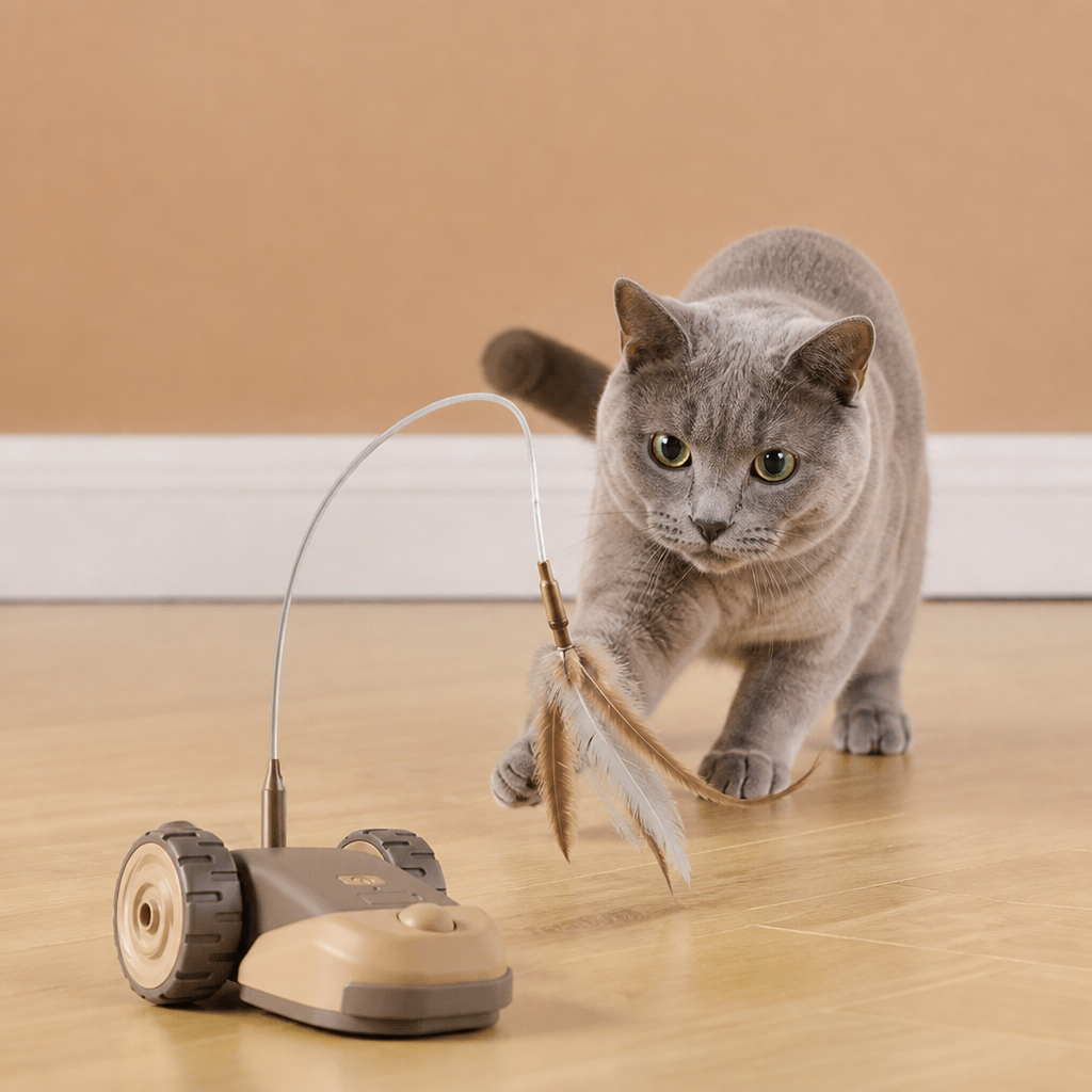 Interactive Cat Toy 3-in-1 – Moving Feather Chase for Active Playtime