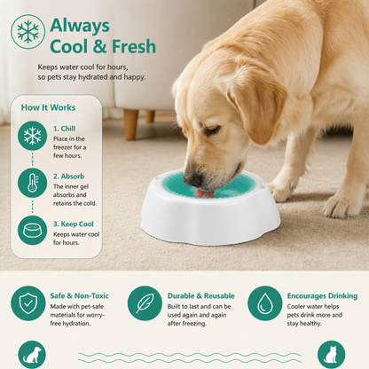 Cooling Pet Water Bowl for Dogs and Cats