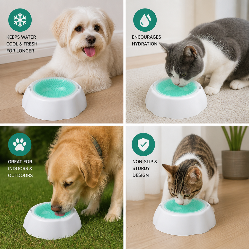 Cooling Pet Water Bowl for Dogs and Cats