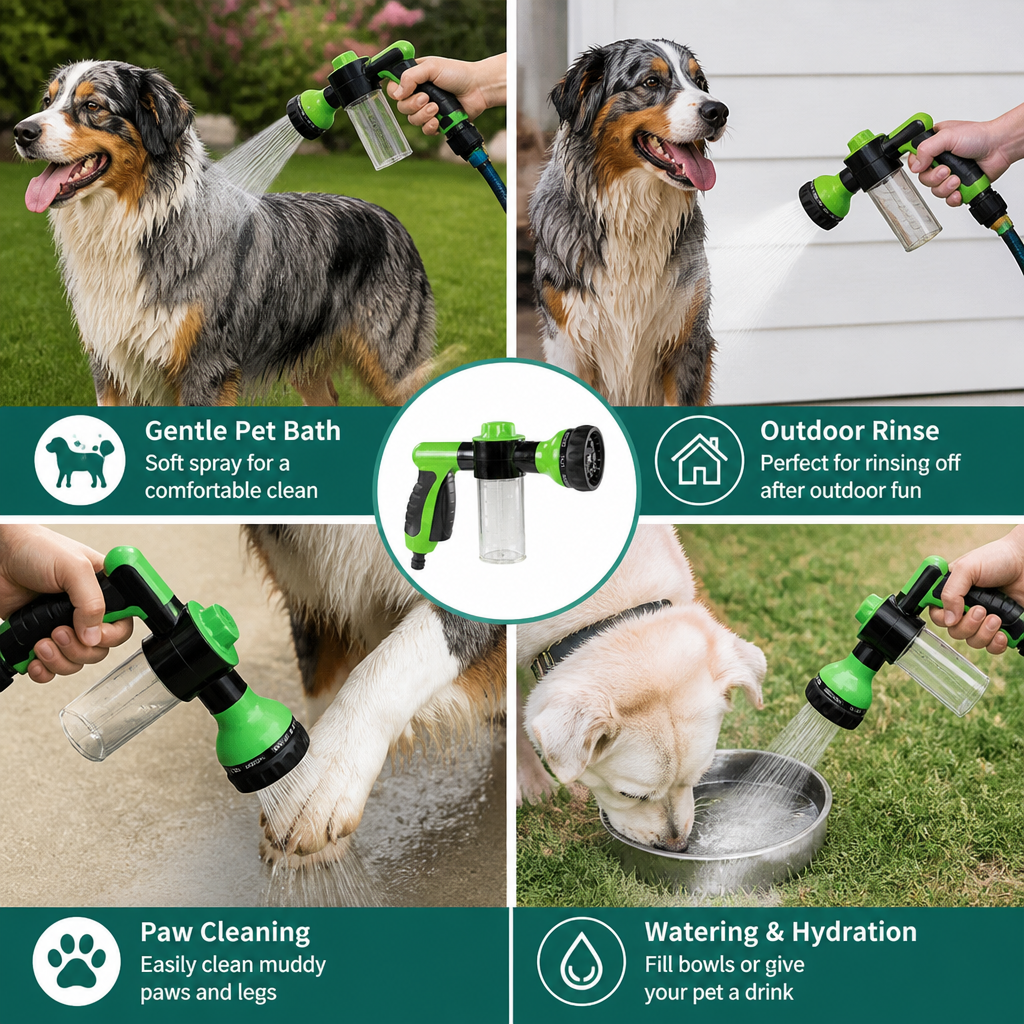 Pet Shower Sprayer with Gentle Water Flow for Easy Dog Bathing