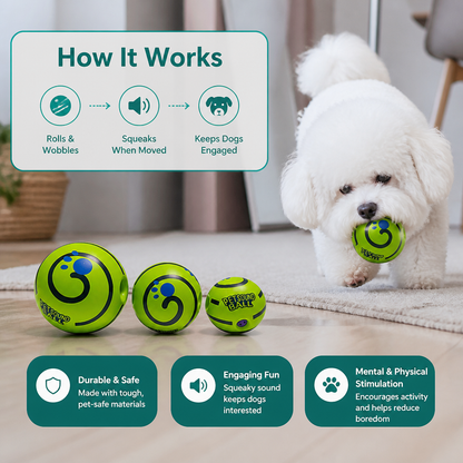 Interactive Squeaky Wobble Dog Ball – Durable Self-Play Toy