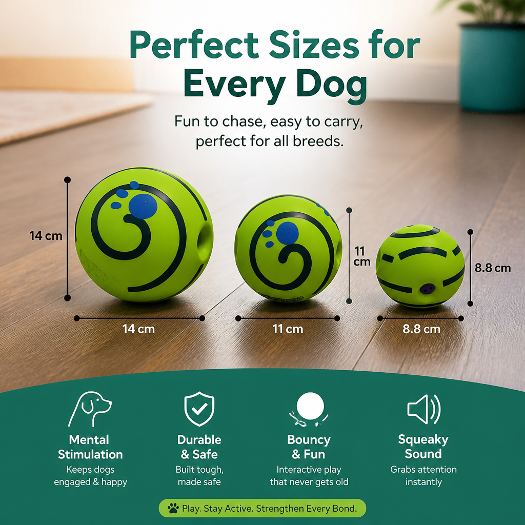 Interactive Squeaky Wobble Dog Ball – Durable Self-Play Toy