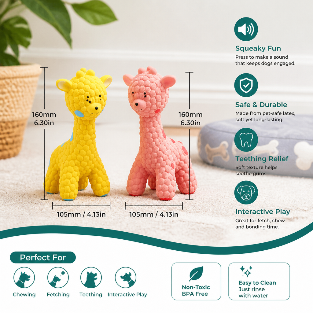 Interactive Squeaky Giraffe Toy for Dogs