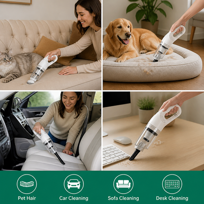 Cordless Pet Hair Hoover for Sofa and Carpet with Powerful Suction