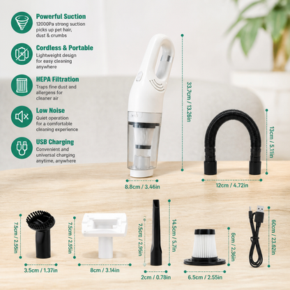 Cordless Pet Hair Hoover for Sofa and Carpet with Powerful Suction