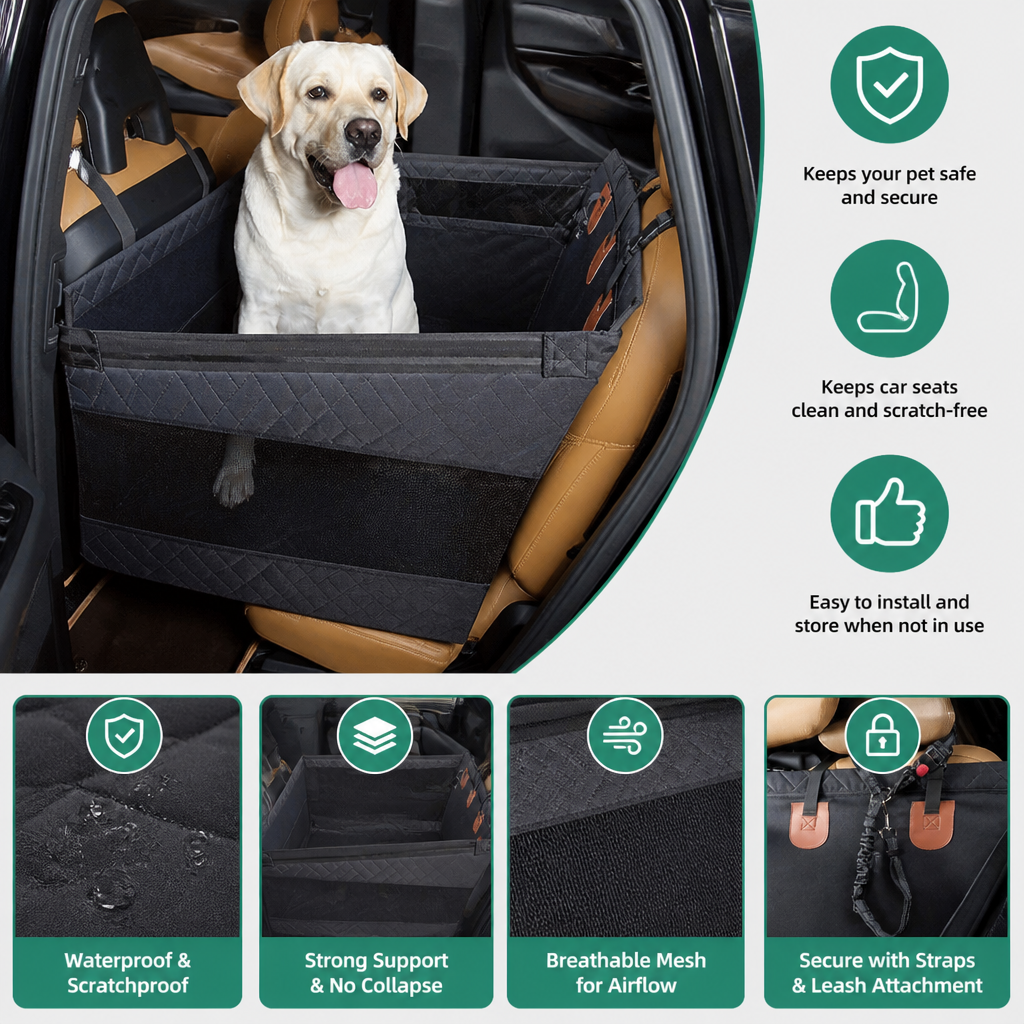 Hard Bottom Single Car Seat Extender for Dogs