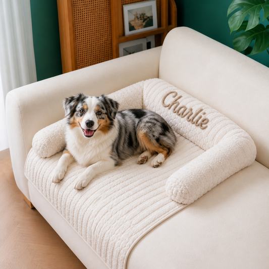 Personalized Fluffy Dog Sofa Bed & Protective Couch Cover