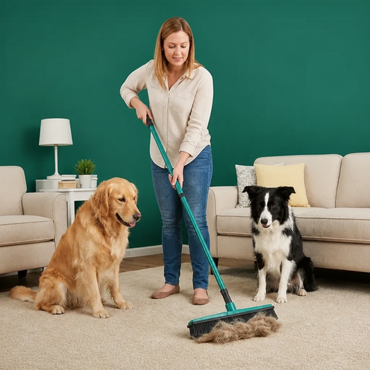 Telescopic Pet Hair Removal Broom – Multi-Surface Cleaner for Carpet, Sofa & Dog Bed