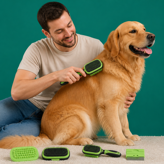Dog And Cat Brush With Removable Fur Comb - 2-In-1 Brush For Gentle Coat Care