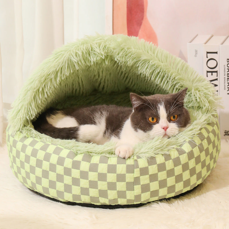 Plaid Heated Cat Cave