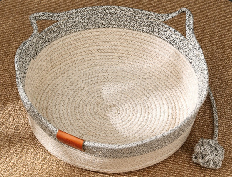 Handwoven Cotton Rope Cat Bed