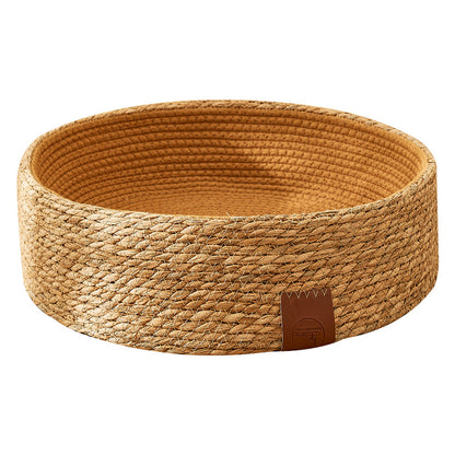 Handwoven Rattan Cat Bed with Scratching Surface