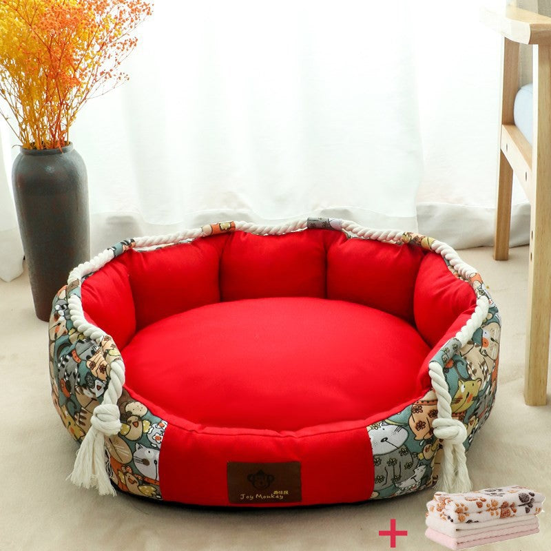 Durable Dog Bed with Pocket Function and Cauterizing Rope