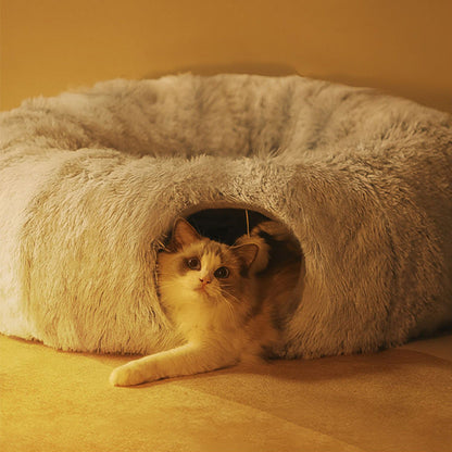 Plush Cat Tunnel with Play Bed