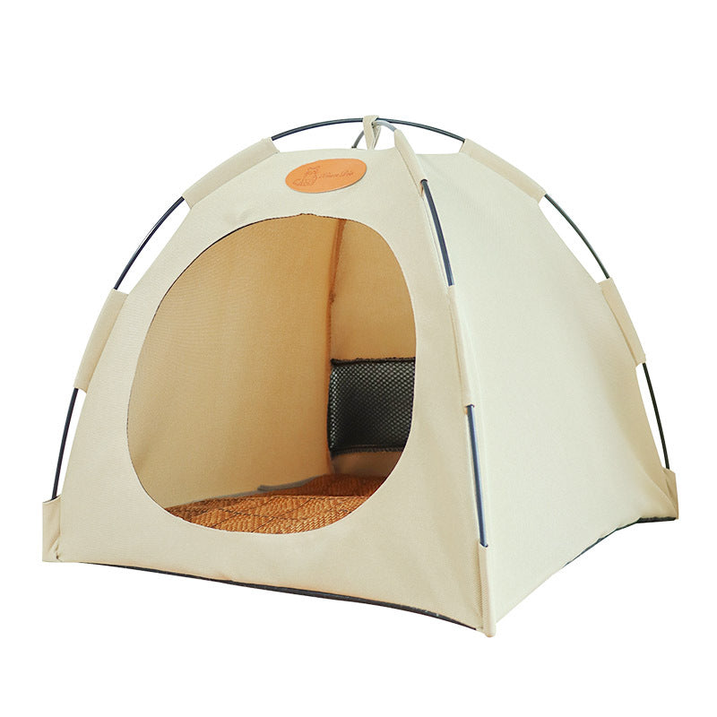 Premium Cat Tent with Rattan Mat