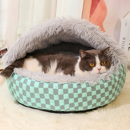 Plaid Heated Cat Cave
