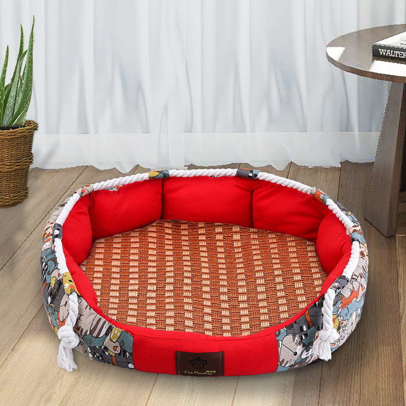 Durable Dog Bed with Pocket Function and Cauterizing Rope