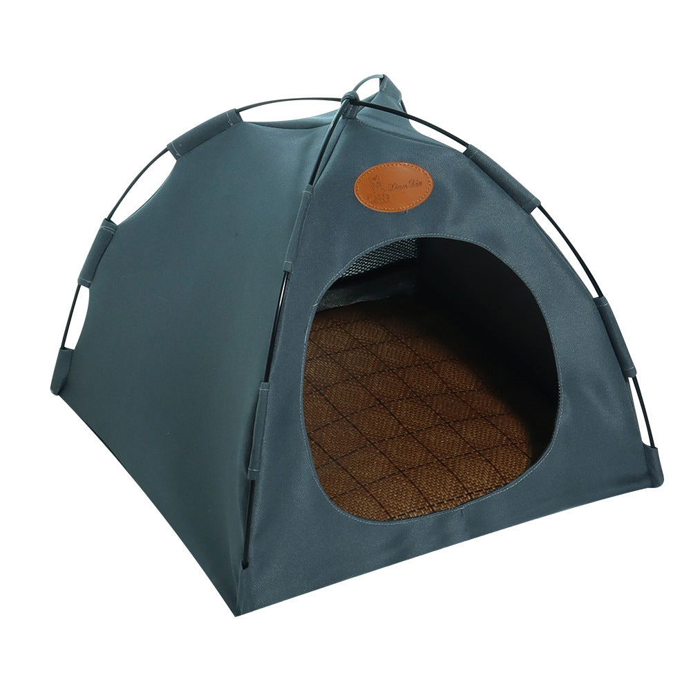 Premium Cat Tent with Rattan Mat