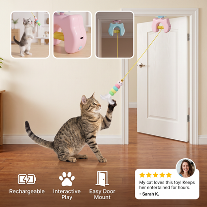 Rechargeable Hanging Door Cat Toy with Interactive Flying Feather