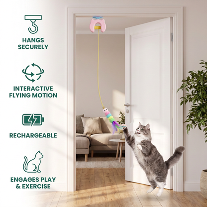 Rechargeable Hanging Door Cat Toy with Interactive Flying Feather