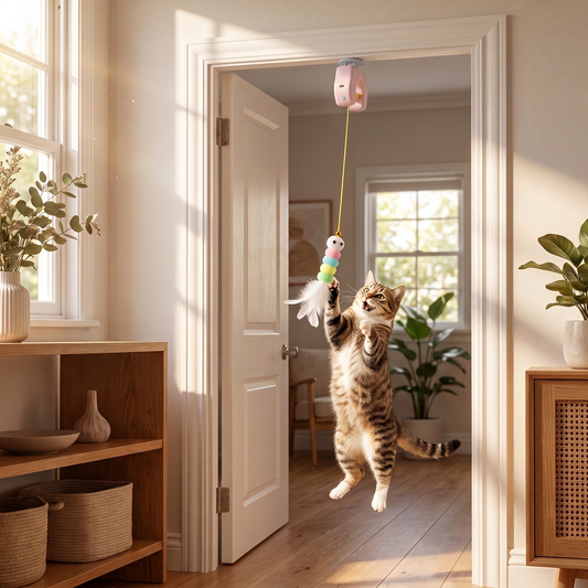 Rechargeable Hanging Door Cat Toy with Interactive Flying Feather