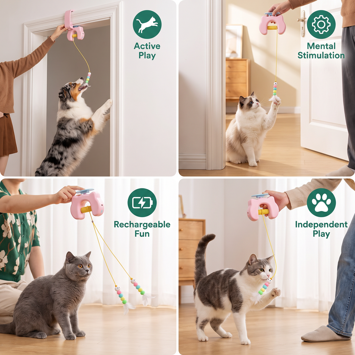 Rechargeable Hanging Door Cat Toy with Interactive Flying Feather