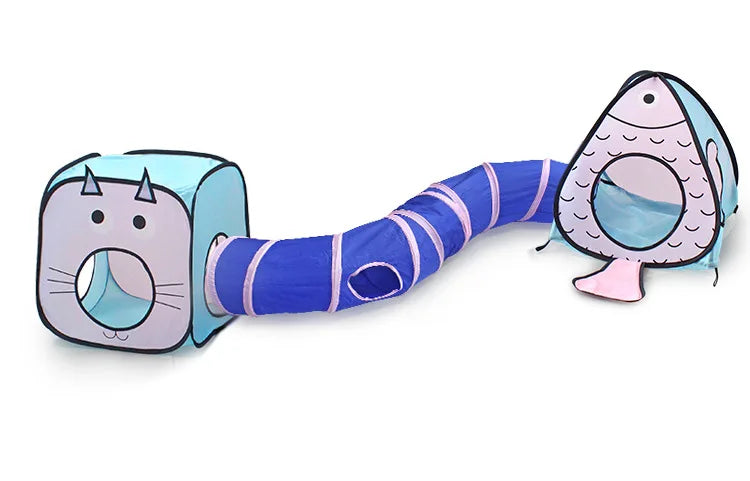 Cat Toys Tunnel with Cat House – Interactive Play Cave for Pets