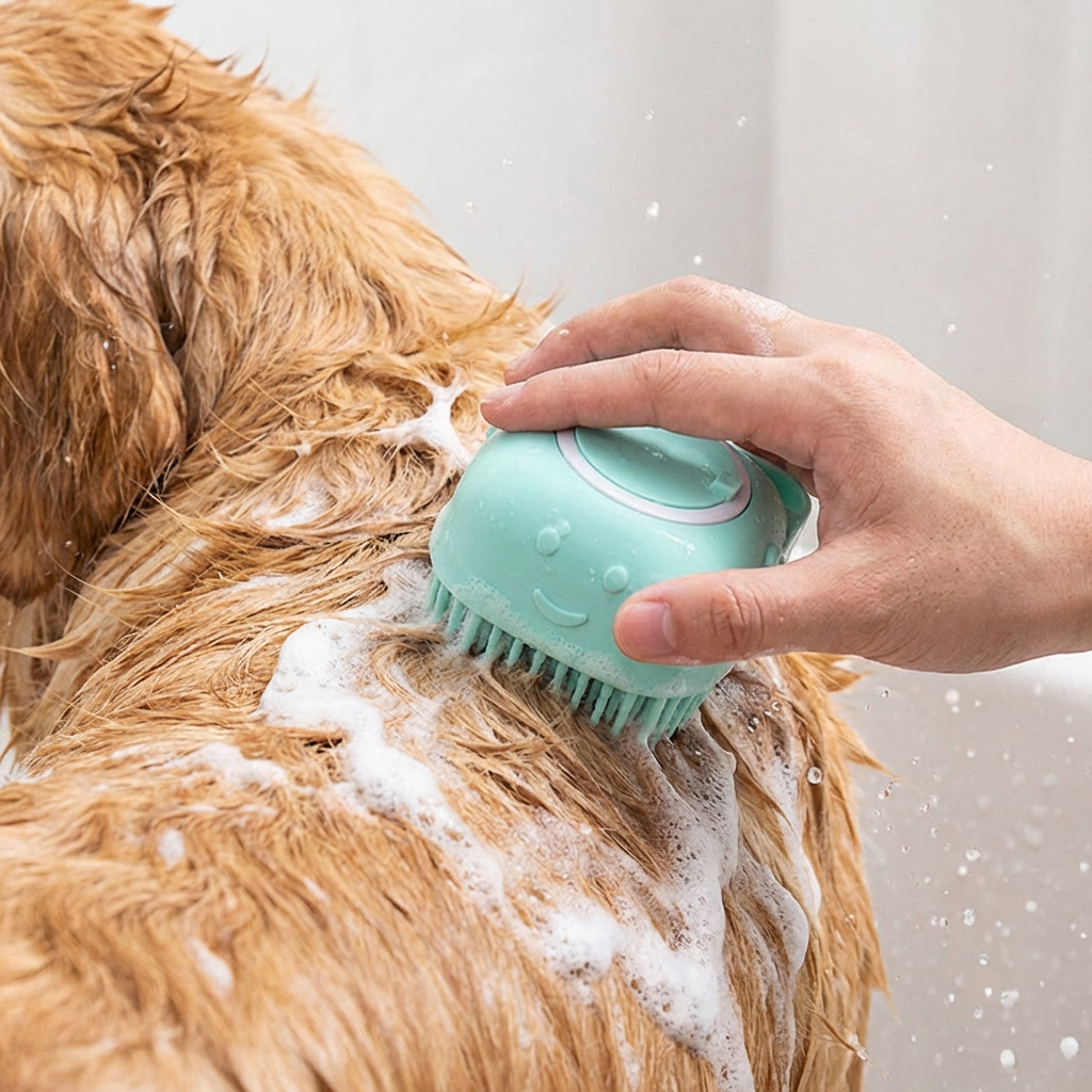 Practical 2-in-1 Professional Dog Bath Brush – Deep Cleaning & Massage in One Step