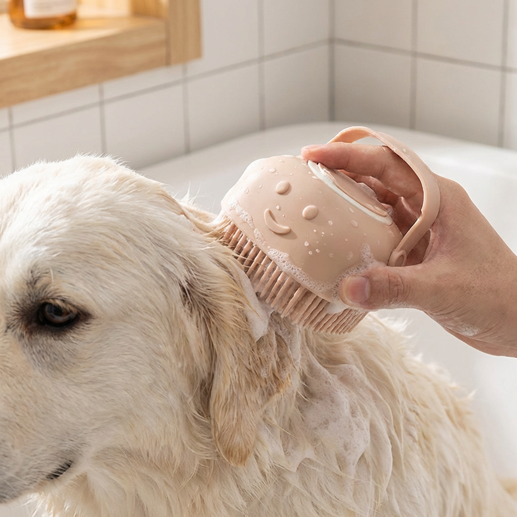 Practical 2-in-1 Professional Dog Bath Brush – Deep Cleaning & Massage in One Step