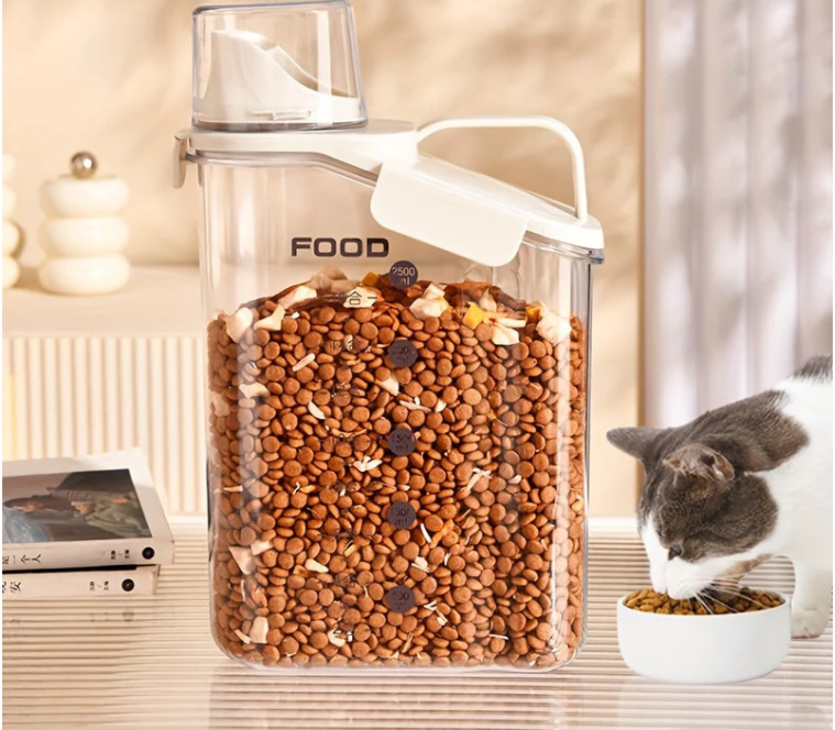 Airtight Pet Food Container With Built-In Dispenser