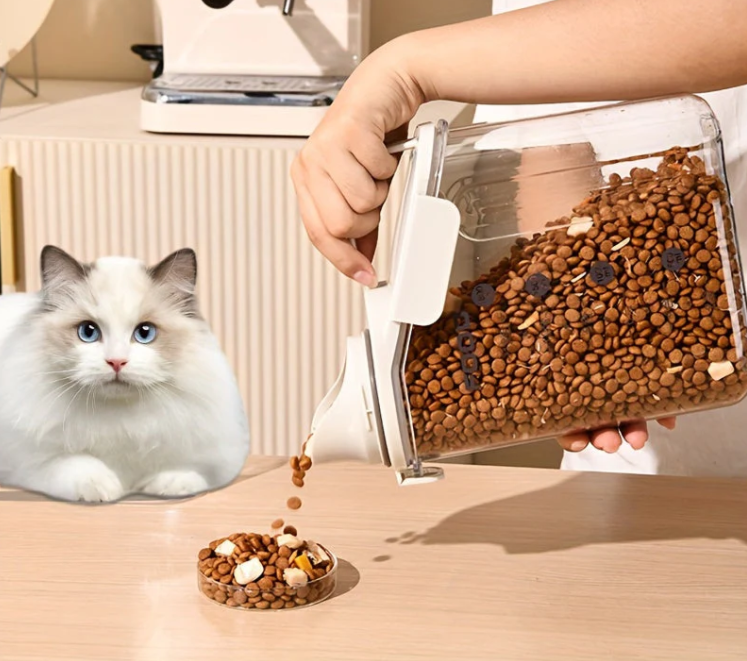 Airtight Pet Food Container With Built-In Dispenser
