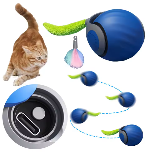 Rolling Play Ball for Cats with Feather Tail – Aussie Pet