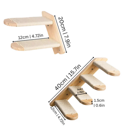 Deluxe Cat Climbing Stairs – Wall-Mounted with Sisal Rope