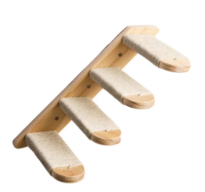 Deluxe Cat Climbing Stairs – Wall-Mounted with Sisal Rope