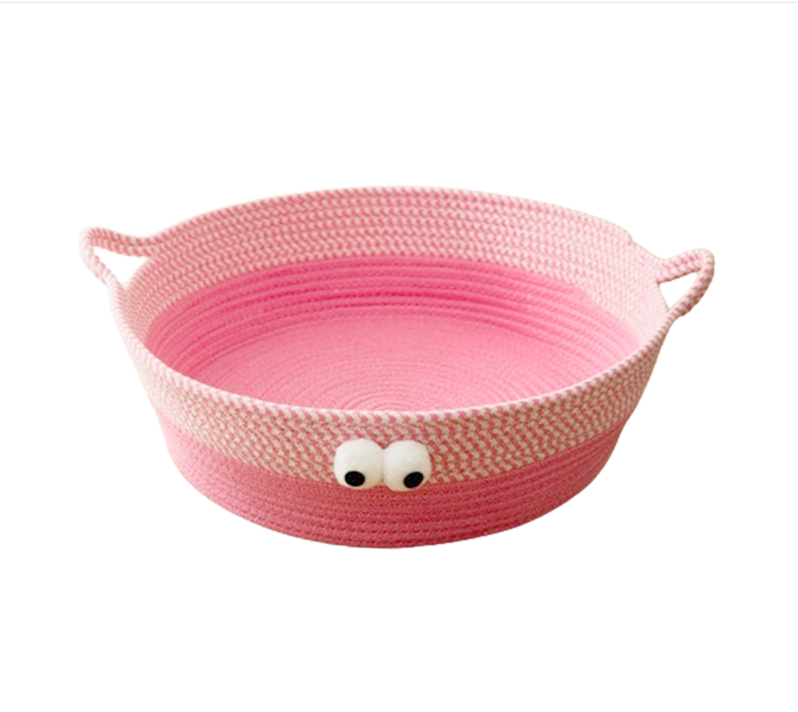 Pretty Handwoven Cotton Rope Cat Bed, Designed in the Shape of an Animal