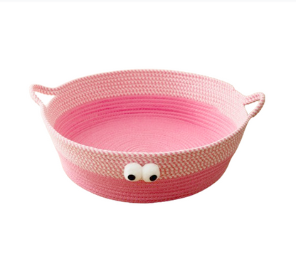 Pretty Handwoven Cotton Rope Cat Bed, Designed in the Shape of an Animal