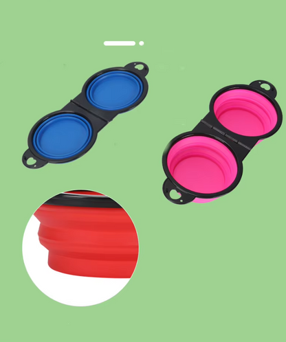 Foldable and Adjustable Double Bowl for Pets