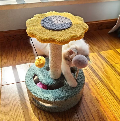 Sunflower Cat Tree - Scratching Post with Toys and Interactive Cat Playground