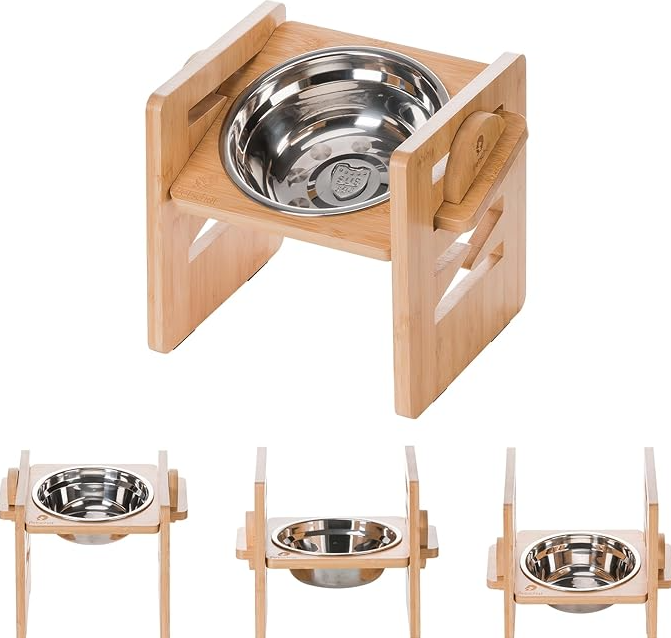 Raised Pet Feeding Station with Stainless Steel Bowls