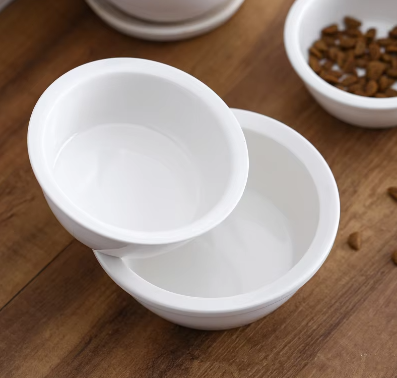Ceramic Dog and Cat Bowl - Classic White Pet Bowl