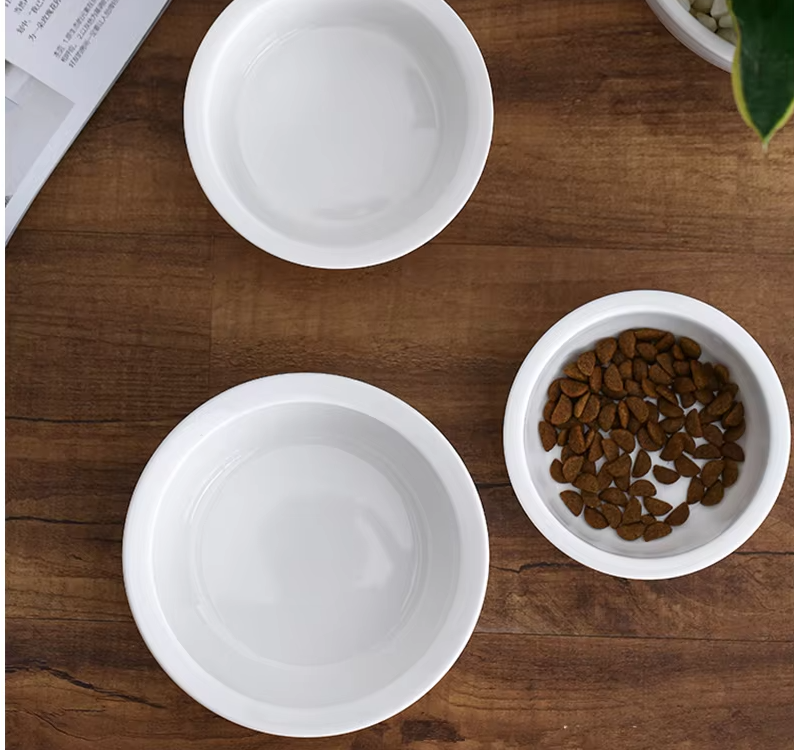 Ceramic Dog and Cat Bowl - Classic White Pet Bowl